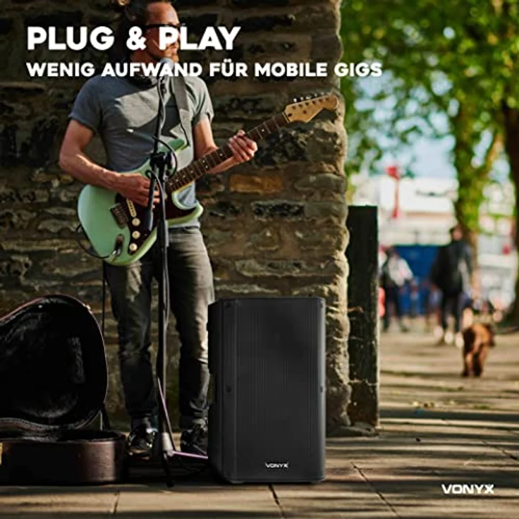 Vonyx VSA500-BP, 12" Tragbares Akku Lautsprecher System mit 800 W Leistung, Bluetooth und zwei drahtlosen Mikrofonen, schwarz – Bild 4