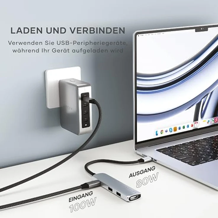 SATECHI 4-in-1 USB-C Hub Slim Plus, Multiport-Adapter mit 4K HDMI, 100W Power Delivery, 2x USB-A Ports – Silber – Bild 4
