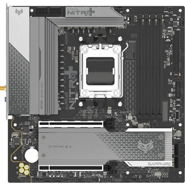 Sapphire NITRO+ B850M WIFI, Mainboard für AMD AM5, mATX, 12+2+1 Phasen-Stromversorgung, HDMI 1.4, DisplayPort 1.2