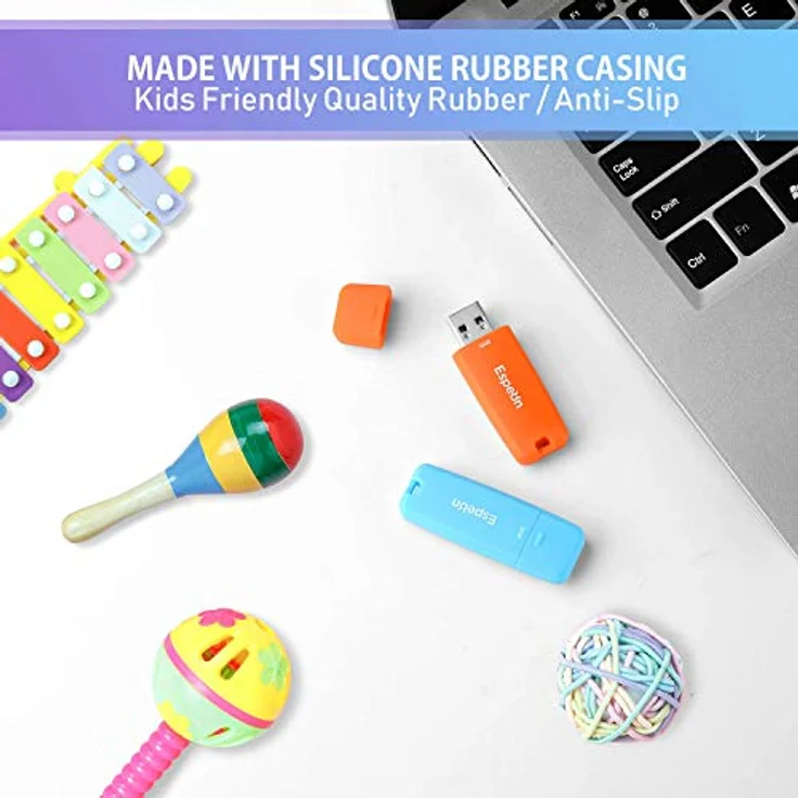 Espeon 3 Stück, 32 GB USB 2.0 USB-Stick, Gummischalenschutz, Farbe: Macaroon - Hellblau, Hellviolett, Hellgrün - ESP32G3PKM – Bild 3