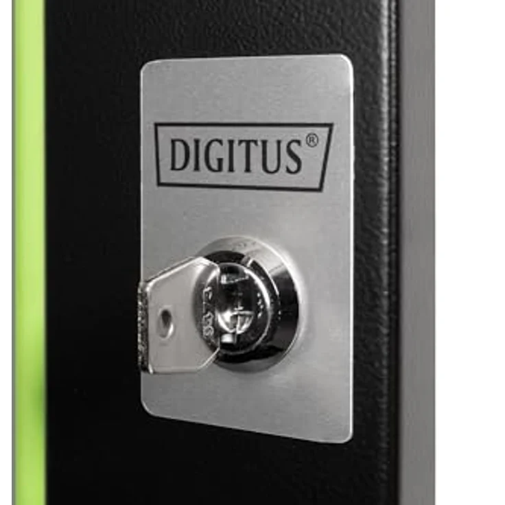 DIGITUS Glas-Ersatztür für Unique Netzwerkschrank – 7 HE – Sicherheitsglas mit Schloss und Schlüssel – Schwarz – Bild 3