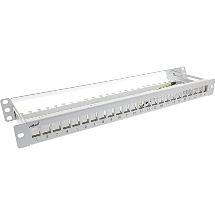 InLine® Patchfeld 24-Fach, Keystone Leerblech Patchpanel mit Auszug, 19", 1HE, lichtgrau RAL7035, geeignet für Cat.6a, Cat.6, Cat.5 Module – Bild 2