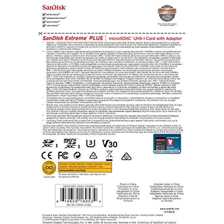 SanDisk Extreme Plus 256GB microSDXC Class 10 Speicherkarte mit SD-Adapter, Gold-Rot – Bild 7