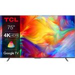 TCL 75P739 75 Zoll Fernseher, 4K HDR, Ultra HD, Smart TV Powered by Google TV, Rahmenloses Design (Dolby Vision & Atmos, Freihändige Sprachsteuerung, Kompatibel mit Google Assistant & Alexa)