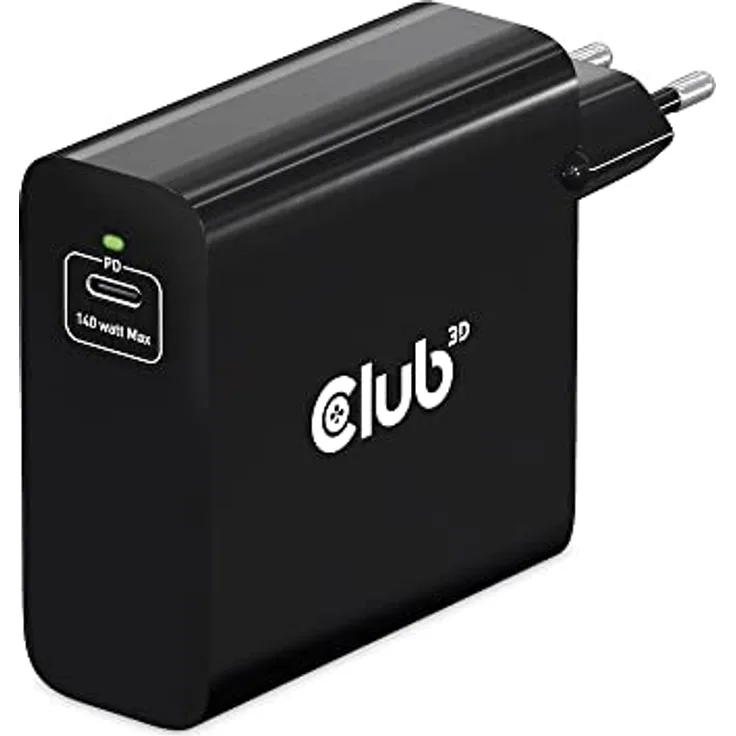 Club3D CAC-1914 Ladegerät 140 Watt GaN-Technologie, Einzelanschluss USB Typ-C, Power Delivery (PD) 3.1 Unterstützung