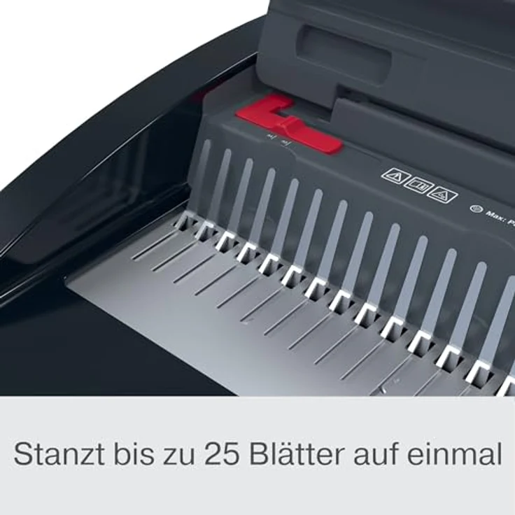 GBC CombBind CB25E, Elektrisches Bindegerät mit hoher Bindekapazität für 390 A5/A4-Blätter, stanzend bis zu 25 Blatt, staufreies Design, schwarz/silber, 4410064 – Bild 5