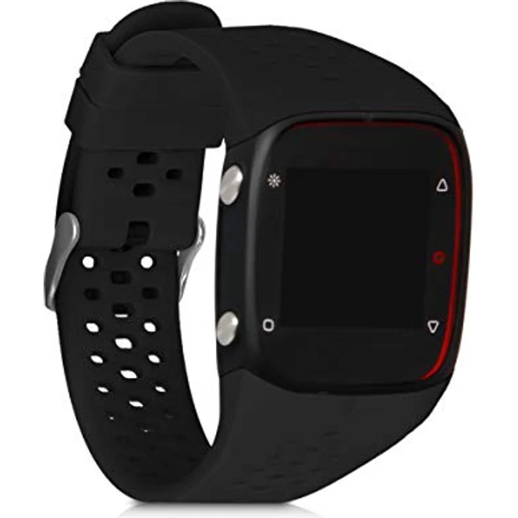 kwmobile Silikon Uhrenarmband für Polar M400 / M430, flexibles und reißfestes Ersatzarmband in Schwarz matt, verstellbar von 16-24 cm – Bild 1