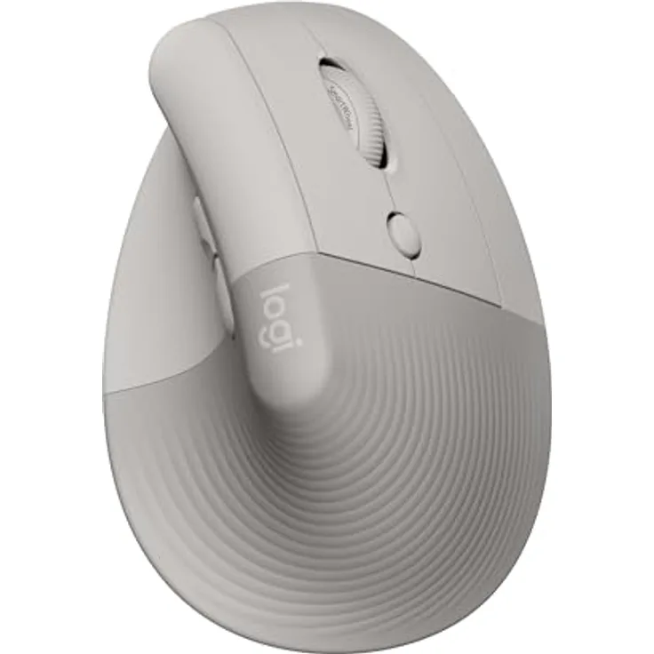 Logitech Lift Vertikale Ergonomische Maus, Kabellos, Bluetooth/Logi Bolt, Leise Klicks, 4 Tasten, Kompatibel mit Windows/macOS/iPadOS - Sand