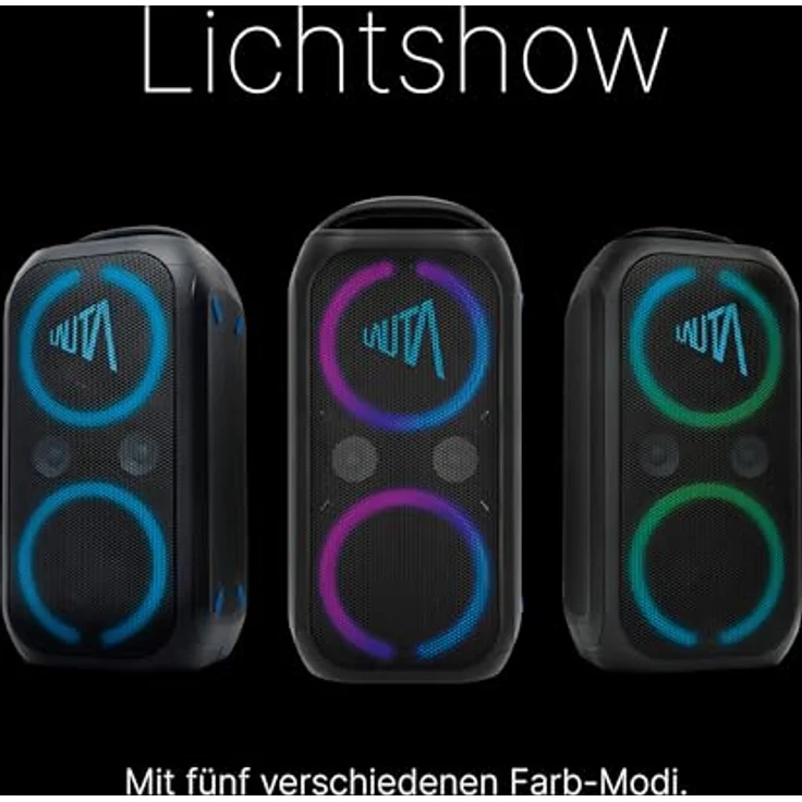 TechniSat LAUTA WUMMSBOX - Tragbarer Premium Bluetooth Lautsprecher mit LED-Lichteffekten, Bass Boost, True Wireless Stereo, 12 Stunden Akkulaufzeit, IPX4 Spritzwasserschutz, 80W RMS Leistung – Bild 4
