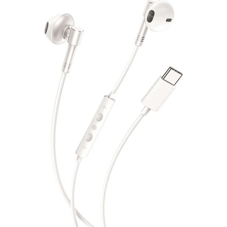 XO EP60 kabelgebundene Kopfhörer USB-C, flexibles Silikonkabel, Lautstärkeregelung, 1,2m Weiß