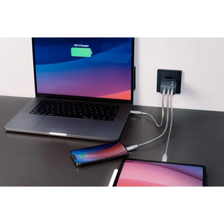 Verbatim GaN Charger 65 W, 3 Ports USB-C Ladegerät, Power Adapter mit 2 x USB-C und 1 x USB-A, Schnellladegerät als Mehrfachstecker, für Apple MacBook, Notebook, iPad, iPhone, Samsung und Co – Bild 4