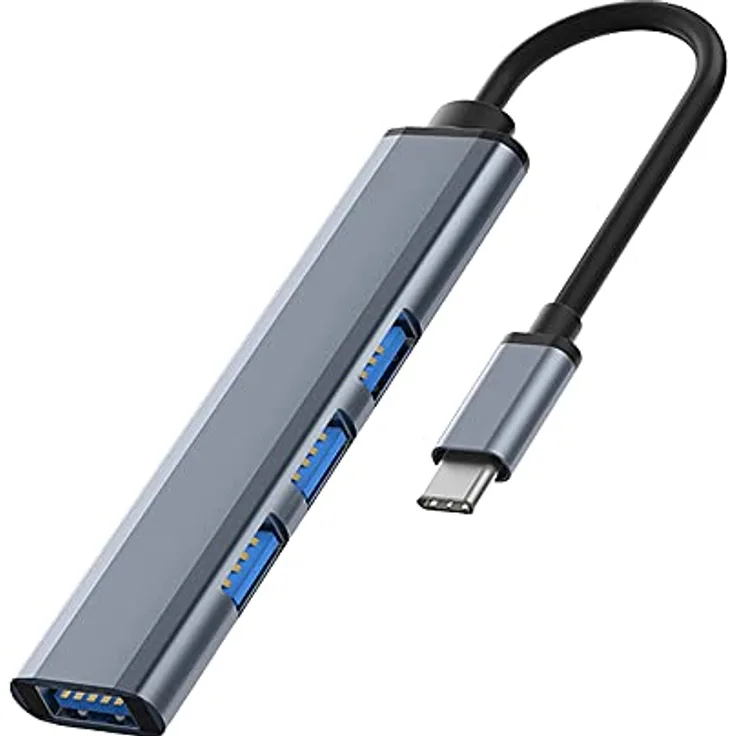 Hub USB C 3.0 auf USB Adapter mehrfachstecker 4 Port Datenhub USB Hub Docking Station mit 1*USB 3.0 und 3*USB 2.0, Hub USB für MacBook, Flash Drives,Notebook PC,Mobile HDD und mehr Typc C Geräten