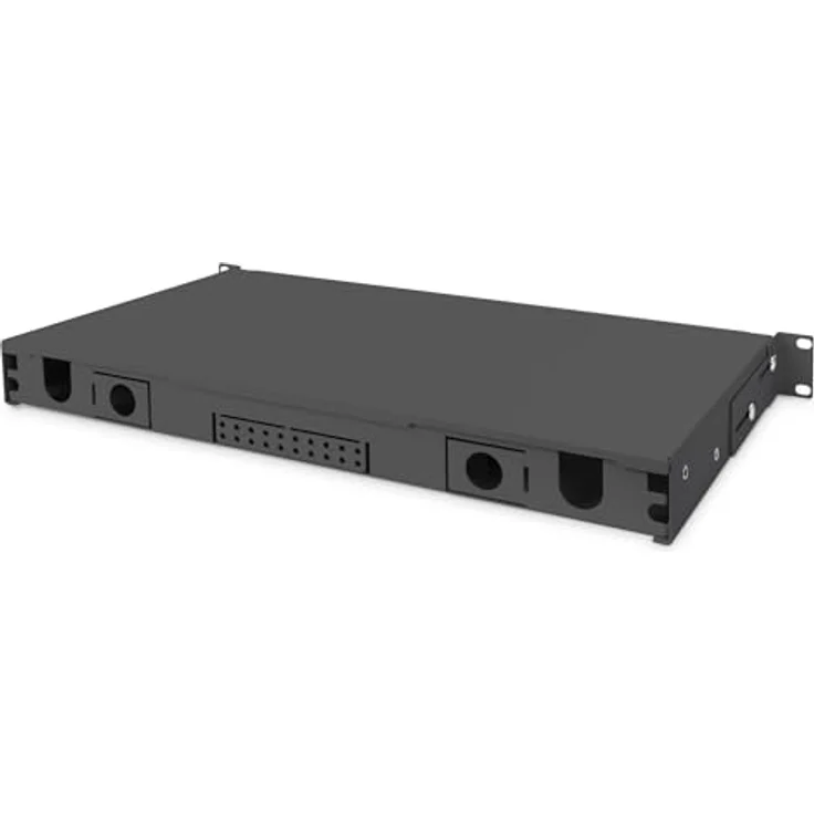 DIGITUS LWL Spleißbox - Glasfaser Patch-Panel - 19-Zoll 1HE - Schnellverschluss-System - Schwarz – Bild 3