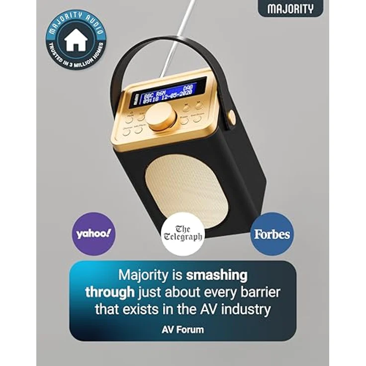MAJORITY Little Shelford DAB Plus Radio, Küchenradio mit UKW und Bluetooth, batteriebetrieben oder Netzbetrieb, Doppelalarm, Schwarz – Bild 5