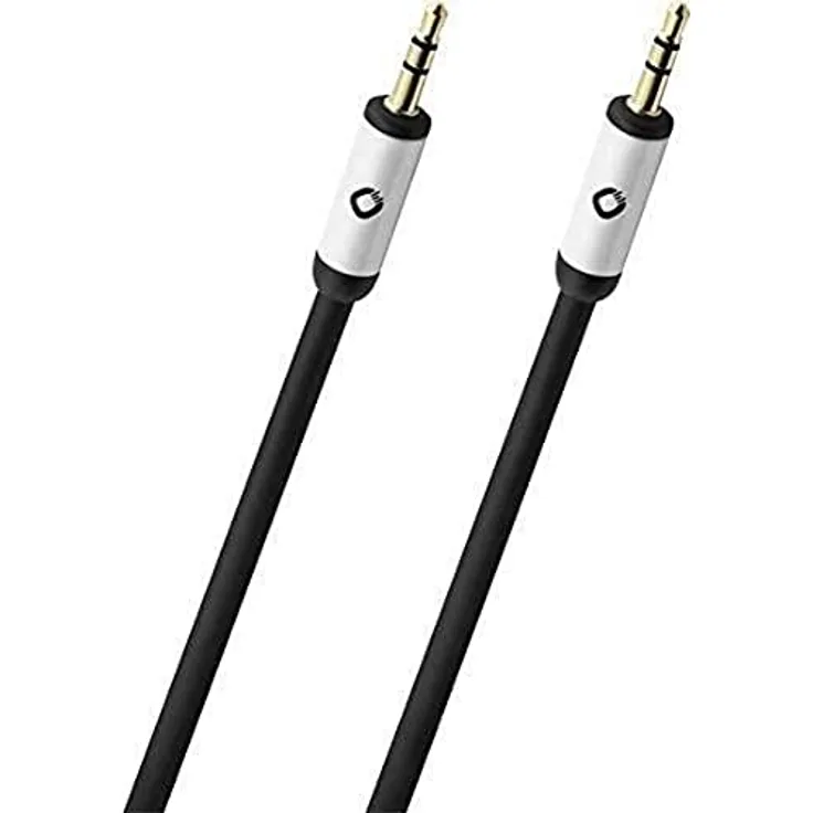 OEHLBACH 60013 I-Connect, Audio Kabel 1,5 m, 3.5 mm Klinke, hochwertige Metallstecker mit 24 Karat Vergoldung, schwarz/weiß