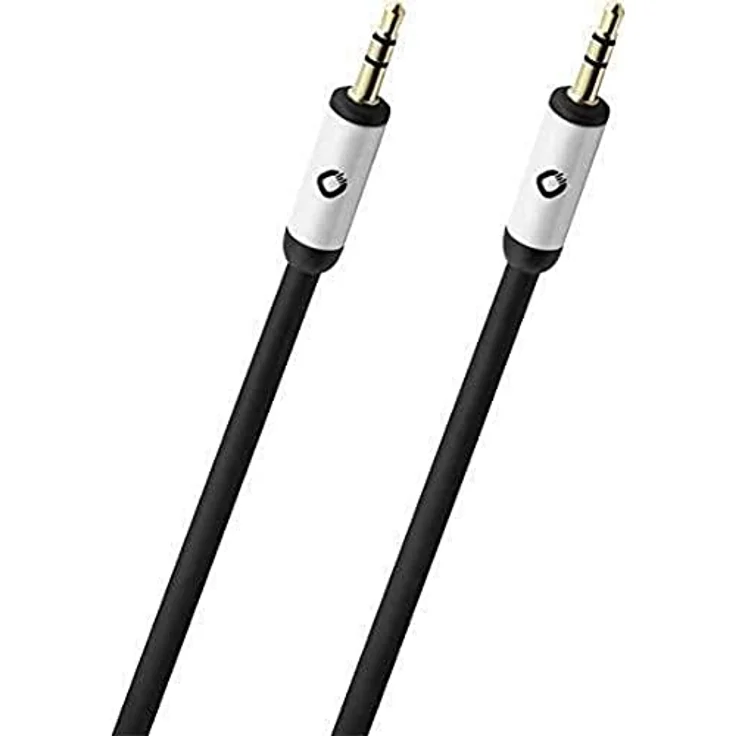 OEHLBACH 60013 I-Connect, Audio Kabel 1,5 m, 3.5 mm Klinke, hochwertige Metallstecker mit 24 Karat Vergoldung, schwarz/weiß – Bild 1