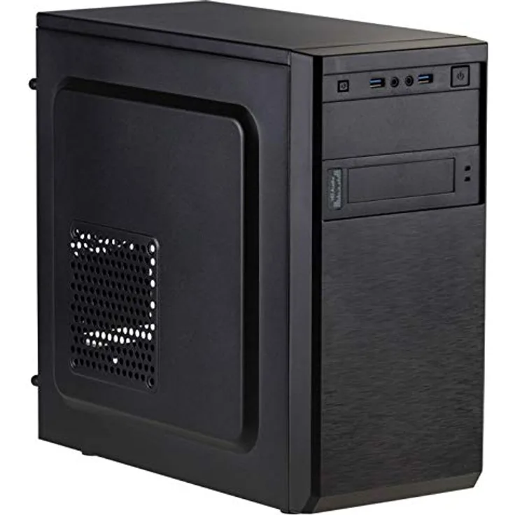 Akyga AK17BK Micro Tower PC Gehäuse, kompatibel mit Micro ATX/Mini ITX, 2x USB 3.0, schwarz