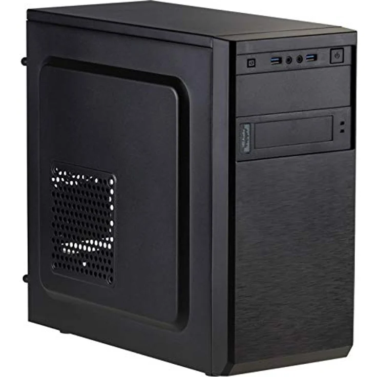 Akyga AK17BK Micro Tower PC Gehäuse, kompatibel mit Micro ATX/Mini ITX, 2x USB 3.0, schwarz – Bild 1