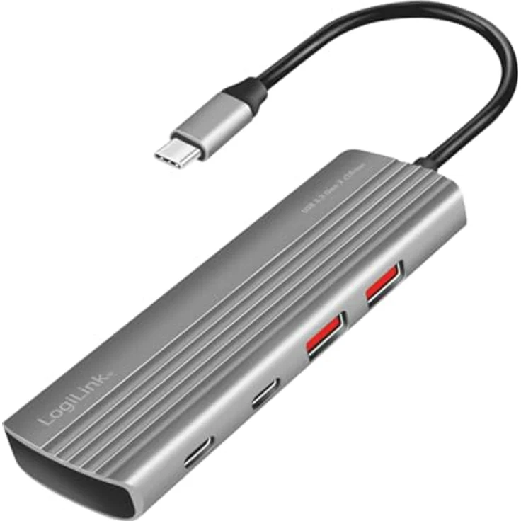 LogiLink UA0414 Ultra-Slim USB 3.2 Gen2 Hub mit PD 100W, Space Grau – Bild 1