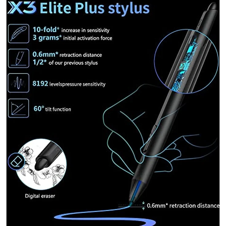 XP-PEN Artist Pro 16 Grafiktablett 15,4” 133% sRGB volllaminiertes Pen Display batterieloser Stift mit X3 Smart-Chip kompatibel mit Windows/Mac/Linux – Bild 4