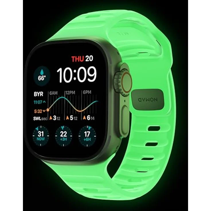 Nomad Sport Band Glow, Uhrenarmband aus Kunststoff mit Leuchteffekt, grün – Bild 2