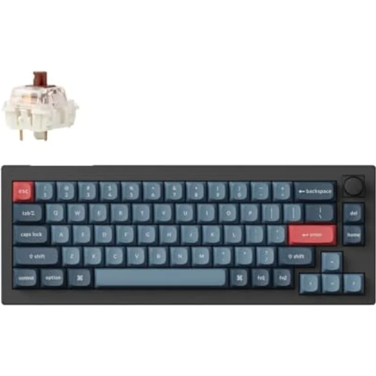 Keychron V2 Max Kabellose Mechanische Tastatur 65%, 2.4 GHz/Bluetooth 5.1/USB, RGB mit QMK/VIA Programmierbarem Knopf, Hot-Swappable Gateron Brown, Gasket Mount für Mac Windows Linux - Schwarz – Bild 1