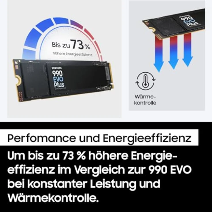 Samsung 990 EVO Plus NVMe M.2 SSD 4 TB, PCIe 4.0 x4 / PCIe 5.0 x2, NVMe 2.0 (2280), 7.250 MB/s Lesen, 6.300 MB/s Schreiben, Interne SSD für Gaming und Grafikbearbeitung, MZ-V9S4T0BW – Bild 4