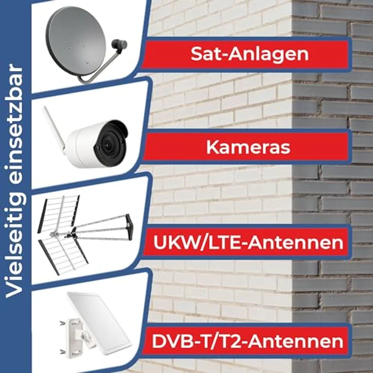 PremiumX 45-50cm Wandhalter Stahl verzinkt Ø 48mm, L-Form, für Satelliten-Schüssel SAT-Antenne mit Kabeldurchführung – Bild 5