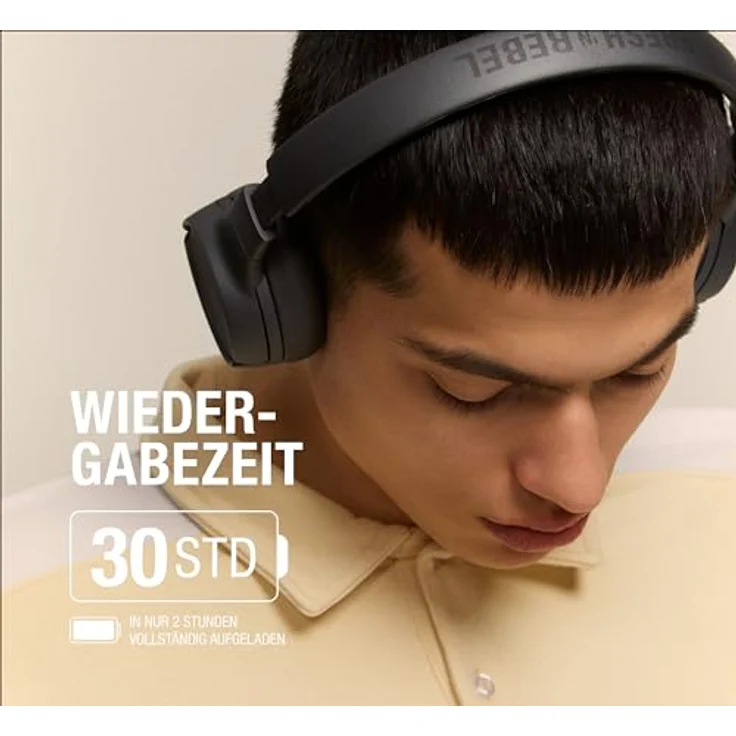 Fresh 'n Rebel Code Fuse, Bluetooth-Kopfhörer on-Ear, kabellos, 30 Stunden Spielzeit, mit Mikrofon und Sprachassistent, Lautstärkeregler und Wiedergabe/Pause-Tasten, faltbar (Storm Grey) – Bild 2