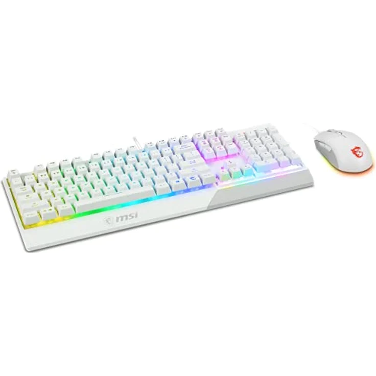 MSI Vigor GK30 Combo IT, Semi Mechanische Gaming-Tastatur + Maus Clutch GM11, RGB Mystic Light, Multimedia-Hotkey, wasserabweisend, italienisches Layout, weiß – Bild 4