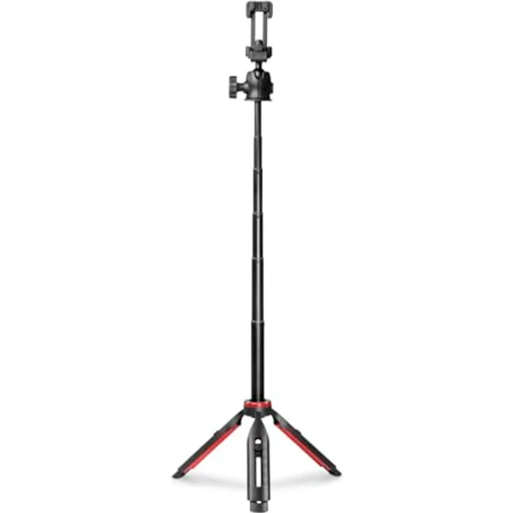 Hama Solid 80 Ball Stativ, höhenverstellbar mit Bluetooth-Auslöser, kompakt, Schwarz