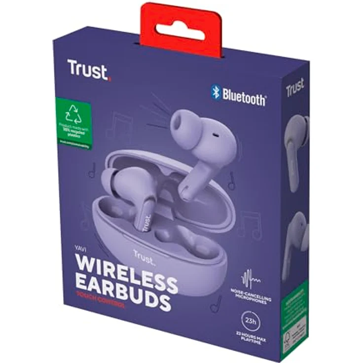 Trust Yavi Enc Earbuds, kabellose In-Ear Kopfhörer in Lila mit hochwertigem Sound – Bild 14