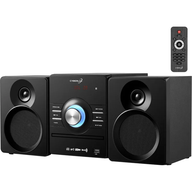 Cyberlux CL-3121 Mini HIFI Stereoanlage, FM Radio mit Fernbedienung, Bluetooth, USB, CD-R/CD-RW/MP3, 2x12W Audioleistung, Digitales LED Display