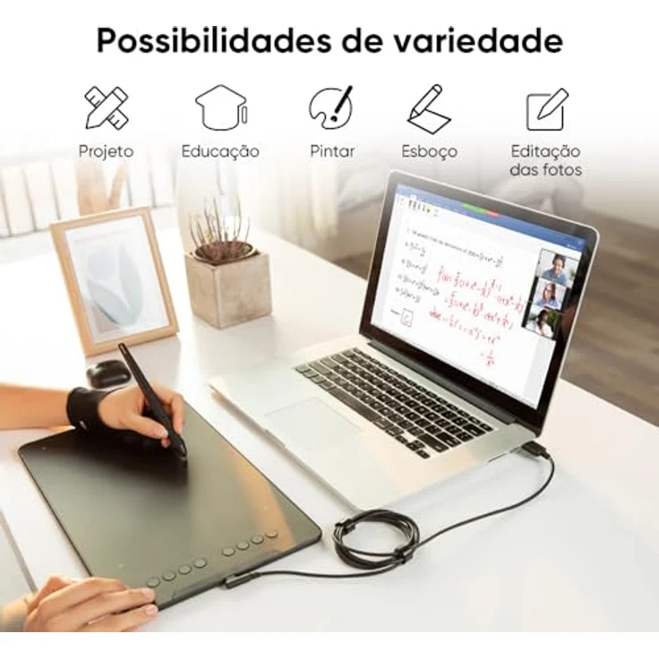 XP-Pen Deco 01 V3 Grafiktablet, 254 x 159 mm, 8192 Druckempfindlichkeitsstufen, 8 programmierbare Tasten, passiver Stift, beleuchtete Ränder – Bild 7