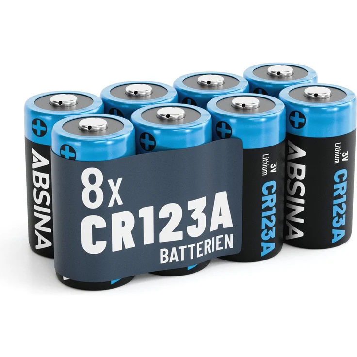 ABSINA ABSINA Batterie CR123A Lithium 8er Pack Batterie, zuverlässige Leistung, hohe Kapazität – Bild 1