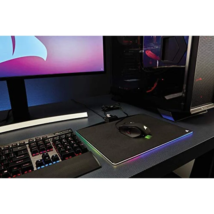 Corsair MM800 Polaris RGB Gaming Mauspad (Medium, RGB 15 Zonen Beleuchtung, Harte Oberfläche) schwarz – Bild 2