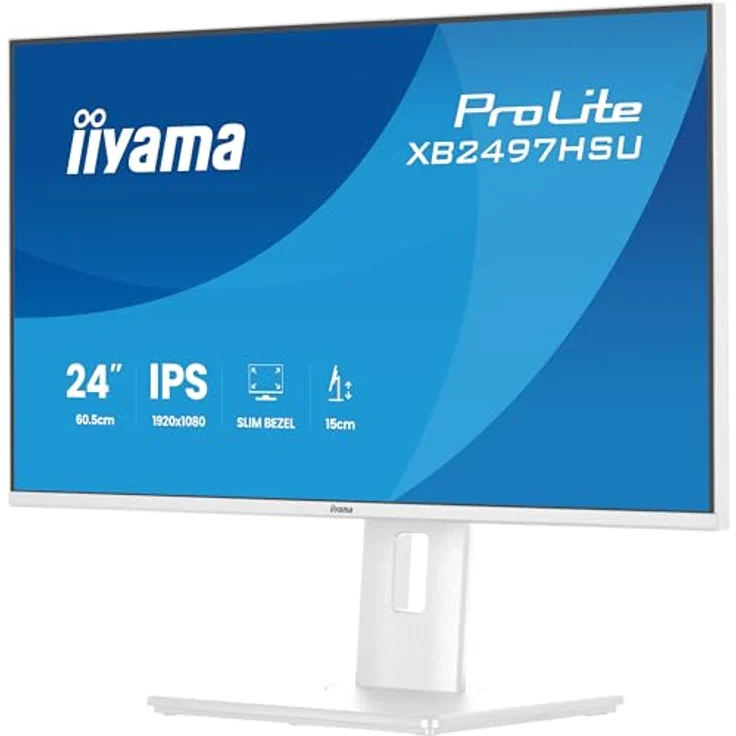 iiyama Prolite XB2497HSU-W1, 60,5cm (23,8") Full-HD IPS LED-Monitor, 120Hz, HDMI, DP, USB-C, Höhenverstellung, Pivot, weiß – Bild 3