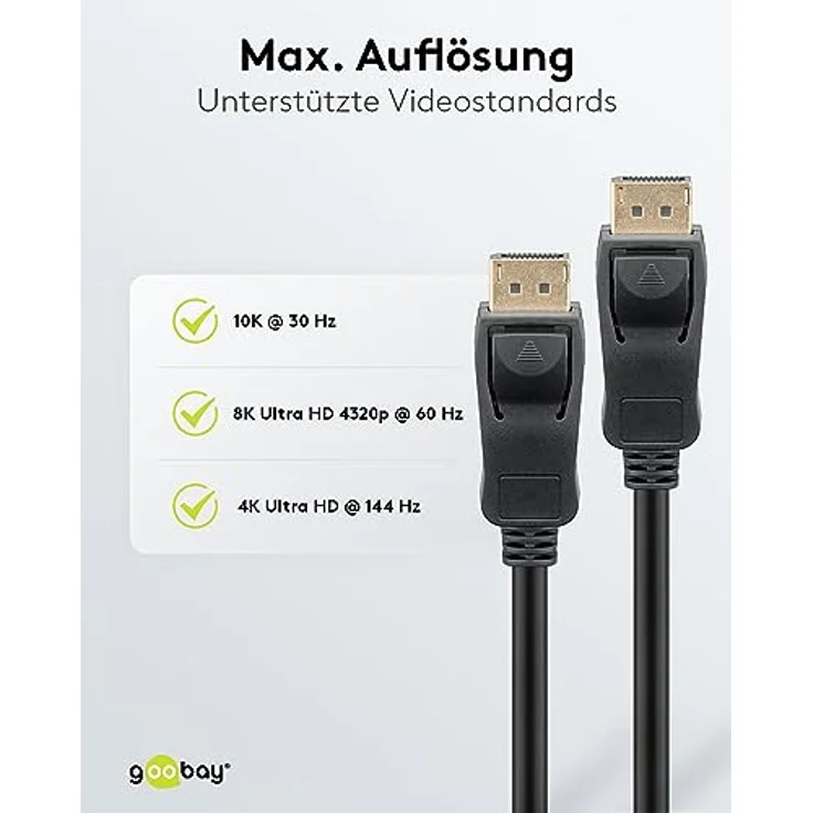 goobay 64865 - DisplayPort Kabel 2.1 / 8K Auflösung bei 60Hz / Verbindungskabel geeignet für Gaming PCs / PS5 / geschirmt / 5M – Bild 4