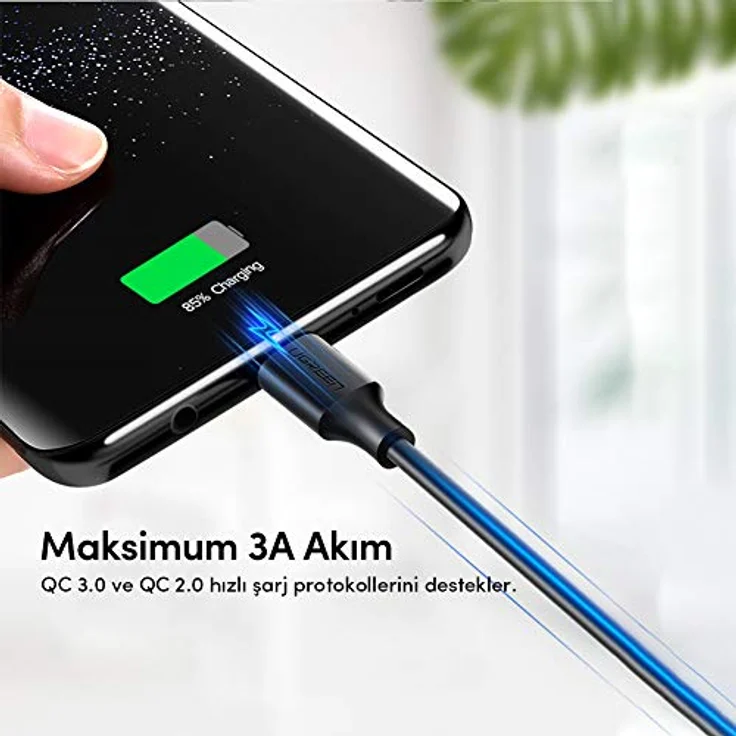 Ugreen USB-Kabel USB Type C Quick Charge Schnellladekabel 3.0 3A 0,25 m schwarz (US287 60114) – Bild 3