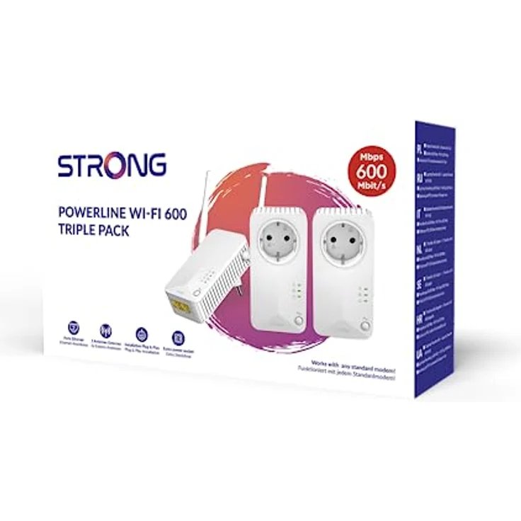 STRONG Powerline Wi-Fi 600 Triple Pack | enthält 2 Powerline 600 Adapter und einen Powerlan WLAN 600 Adapter | WLAN Hotspot bis zu 300 Mbit/s | Powerline Geschwindigkeit bis zu 600 Mbit/s – Bild 5