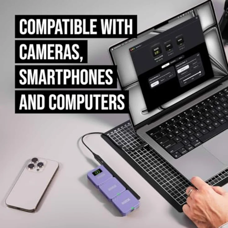 RØDE Wireless GO (Gen 3) – Kompakter kabelloser Mikrofon mit 32-Bit Float Aufnahme, automatischer Pegelregelung und universeller Kompatibilität für Telefone, Kameras und Computer in Flieder – Bild 4