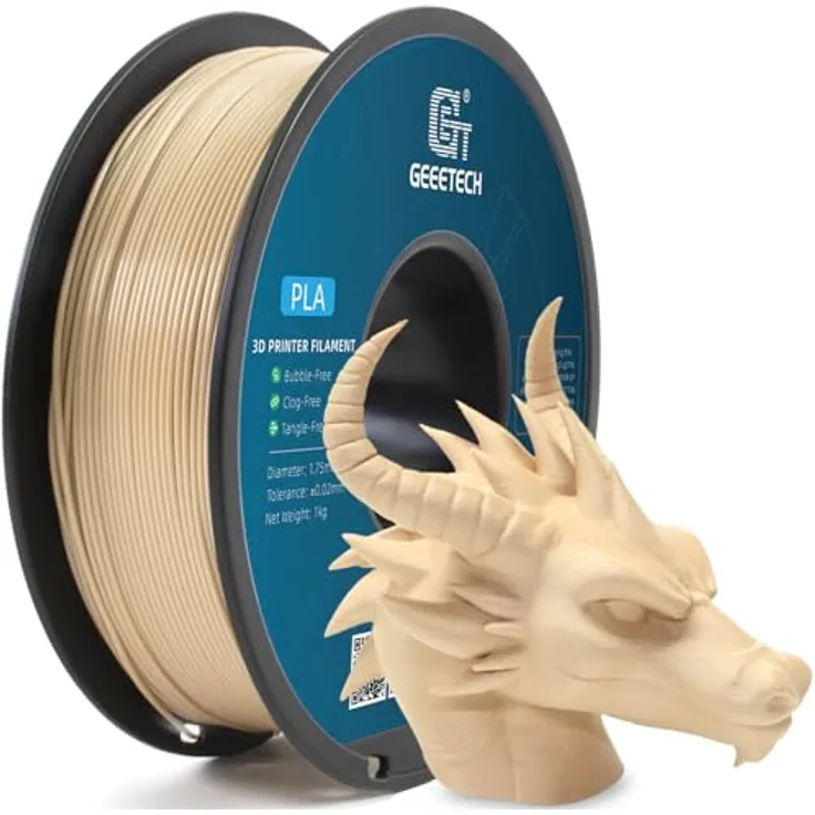 GEEETECH PLA Filament 1,75mm, 1kg Spule in Knochen Weiß, Maßgenauigkeit +/- 0.03mm, umweltfreundlich aus nachwachsenden Rohstoffen