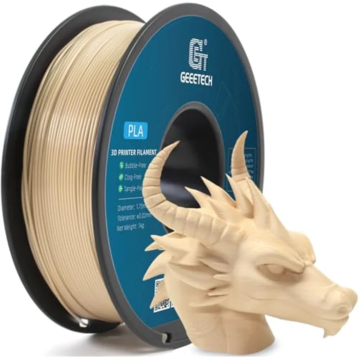 GEEETECH PLA Filament 1,75mm, 1kg Spule in Knochen Weiß, Maßgenauigkeit +/- 0.03mm, umweltfreundlich aus nachwachsenden Rohstoffen – Bild 1
