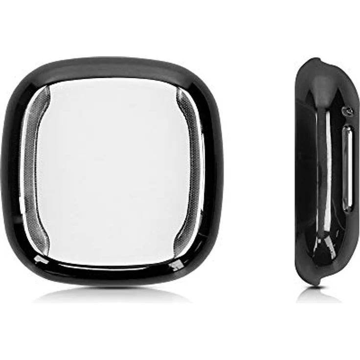 kwmobile 2X Schutzhülle kompatibel mit Fitbit Versa 3 / Sense Hülle - Fullbody Cover Set aus Silikon - Schwarz Transparent – Bild 5