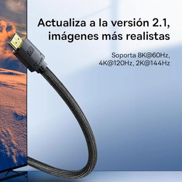 Baseus Cabo Cakgq-L01 3M HDMI 2.1 8K 60Hz 48Gbps / 4K 120Hz / 2K 144Hz 3D eARC QMS - Schwarz – Bild 4