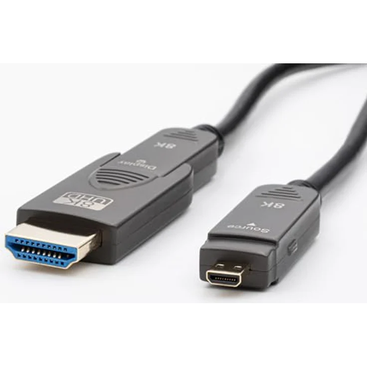 MAXTRACK Aktives HDMI Glasfaser Kabel – C504-15ML, HDMI 2.1, 8K@60Hz, 4K@120Hz, eARC, 3D, Ultraflexibel, vergoldete Metallstecker, inklusive 2 Adapter HDMI D auf HDMI A – Bild 2
