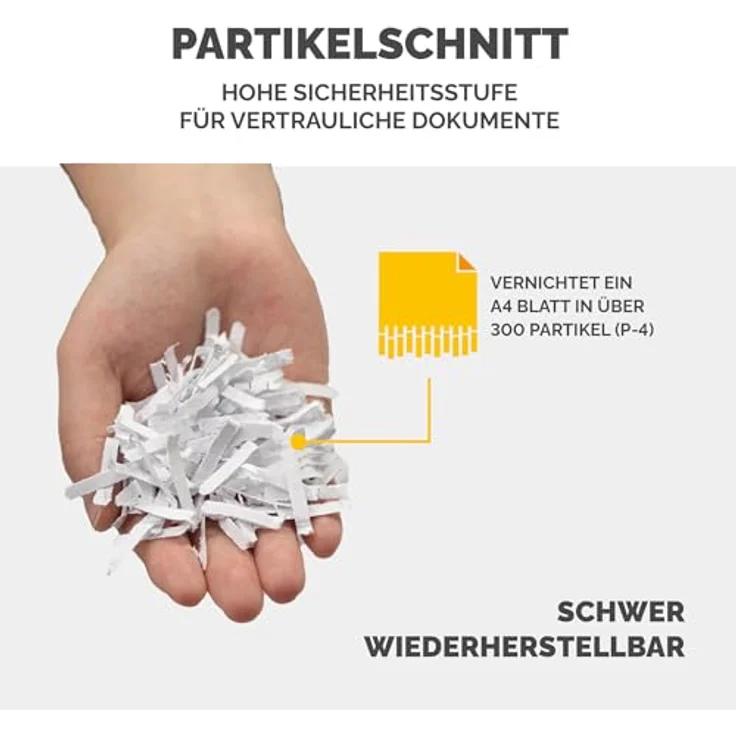 Fellowes Aktenvernichter 11 Blatt (P4), Powershred LX70, 18L Papierkorb, Sicherheitssperre, 4x40mm Cross-Cut, Schwarz. – Bild 5
