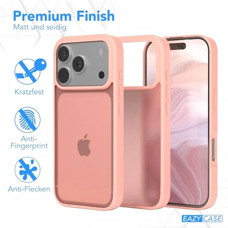 EAZY CASE Outdoor Hülle für iPhone 17 Pro, Matte Schutzhülle mit Ultra Aufprallschutz, Stoßfest, Kratzfest und Kameraschutz - Rosa – Bild 5