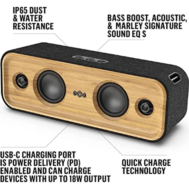House of Marley Bluetooth-Lautsprecher Get Together 2 (20 h, Akkubetrieb), Bluetooth Lautsprecher, Gelb, Schwarz – Bild 4