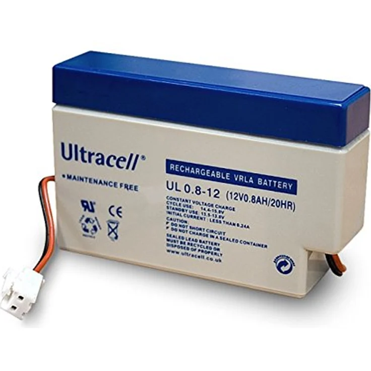Ultracell Bleiakku 12 V, 0,8 Ah (UL0.8-12) - JST-Stecker, wartungsfrei, hohe Lebensdauer, auslaufsicher, stabile ABS-Hülle – Bild 2